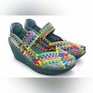 Bernie Mev Lulia Woven Slip-On Wedge Shoes Multicolor Women EU 39 US 8.5 Comfort